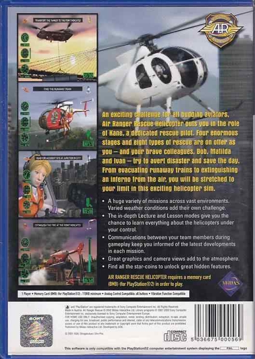 Air Ranger Rescue Helicopter - PS2 (B Grade) (Genbrug)